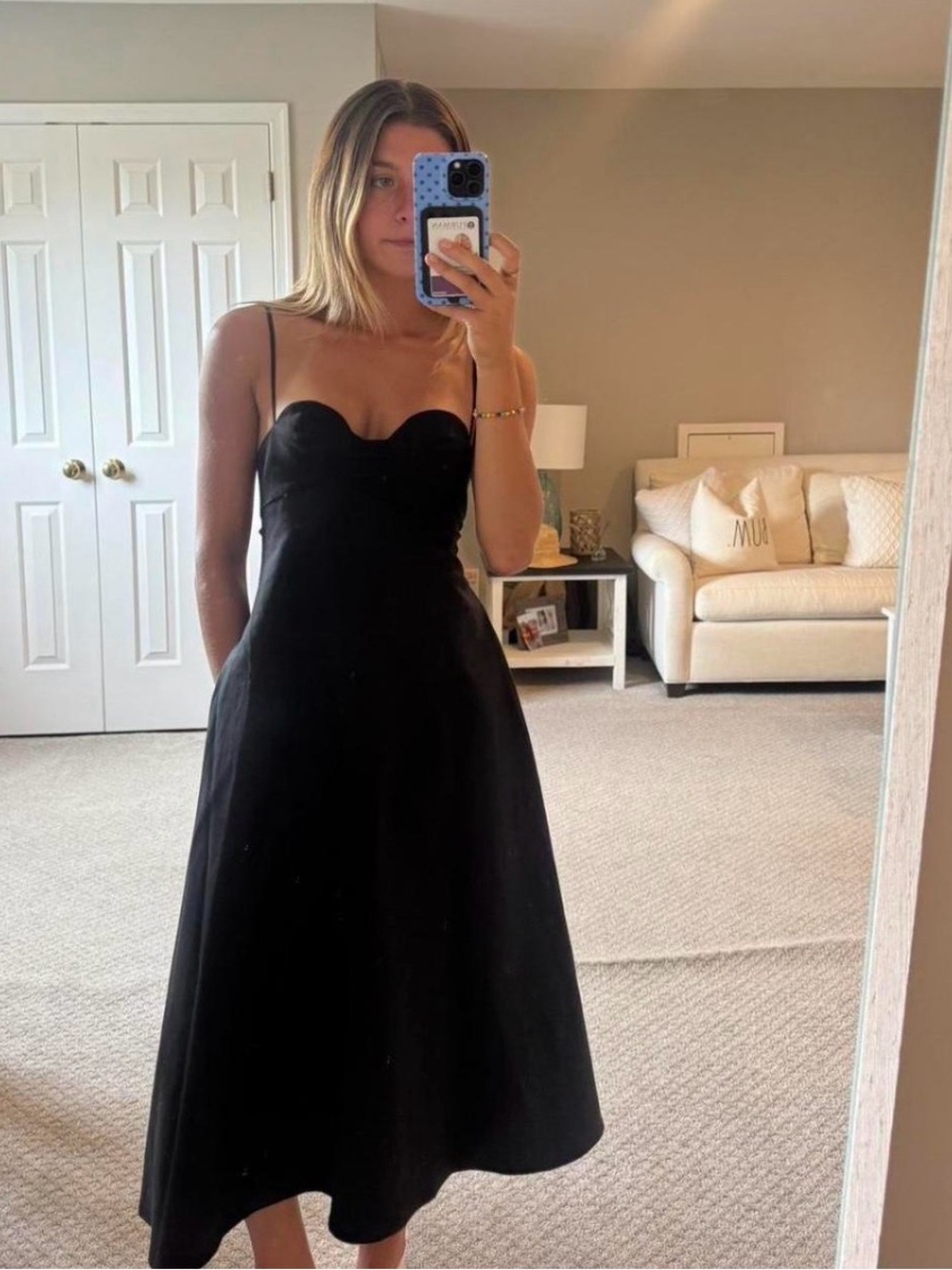 Toit Volant Black Sweetheart Neckline Midi Dress NWT - S
